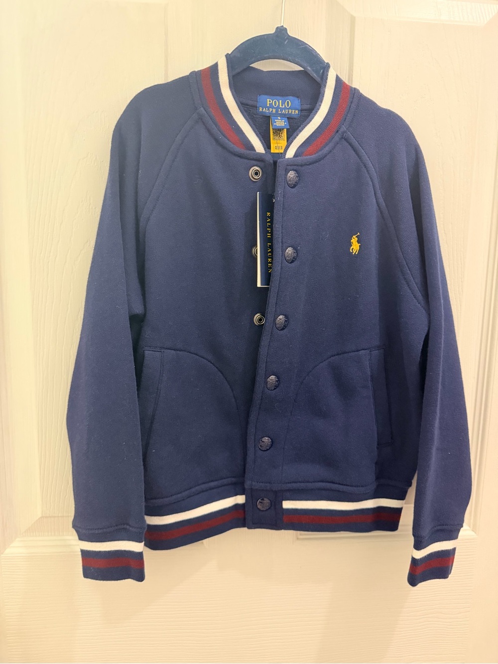 Polo Ralph Lauren Boys Size 5 Navy Varsity Jacket NWT